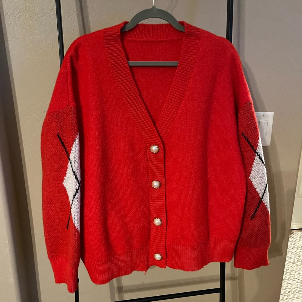 Red Cardigan Sweater